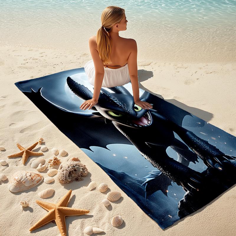1pc Toothless2 Beach Towel, Comfortable and Thick, and Swimming/Bath/Picnic/Camping Towel, Suitable for Seaside Beaches
