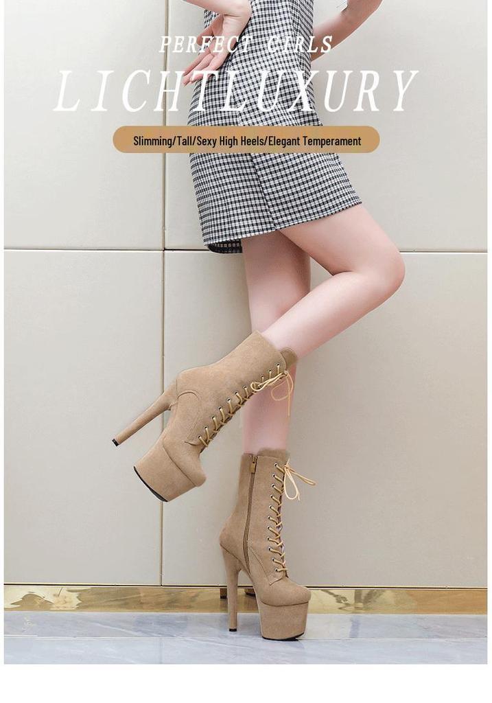 Bottes sexy style européen à talons hauts de 20 cm pour spectacle sur scène et pole dance