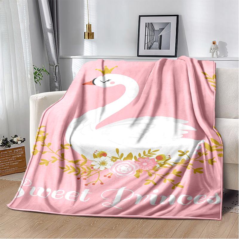 HD Cartoon Cute Swan Cygnus Soft Plush Blanket,Flannel Blanket Throw Blanket for Living Room Bedroom Bed Sofa Kids Cover Gitt 3D
