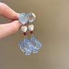 Round pearl love small fish pendant earrings fashionable small fresh stud earrings versatile temperament high-end earrings