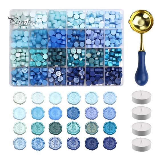 Wax Seal Beads with Candle Kit, Melting Spoon And Candles Set, Tool Stamp for DIY Crafting Wedding Invitations Decorative Sealing