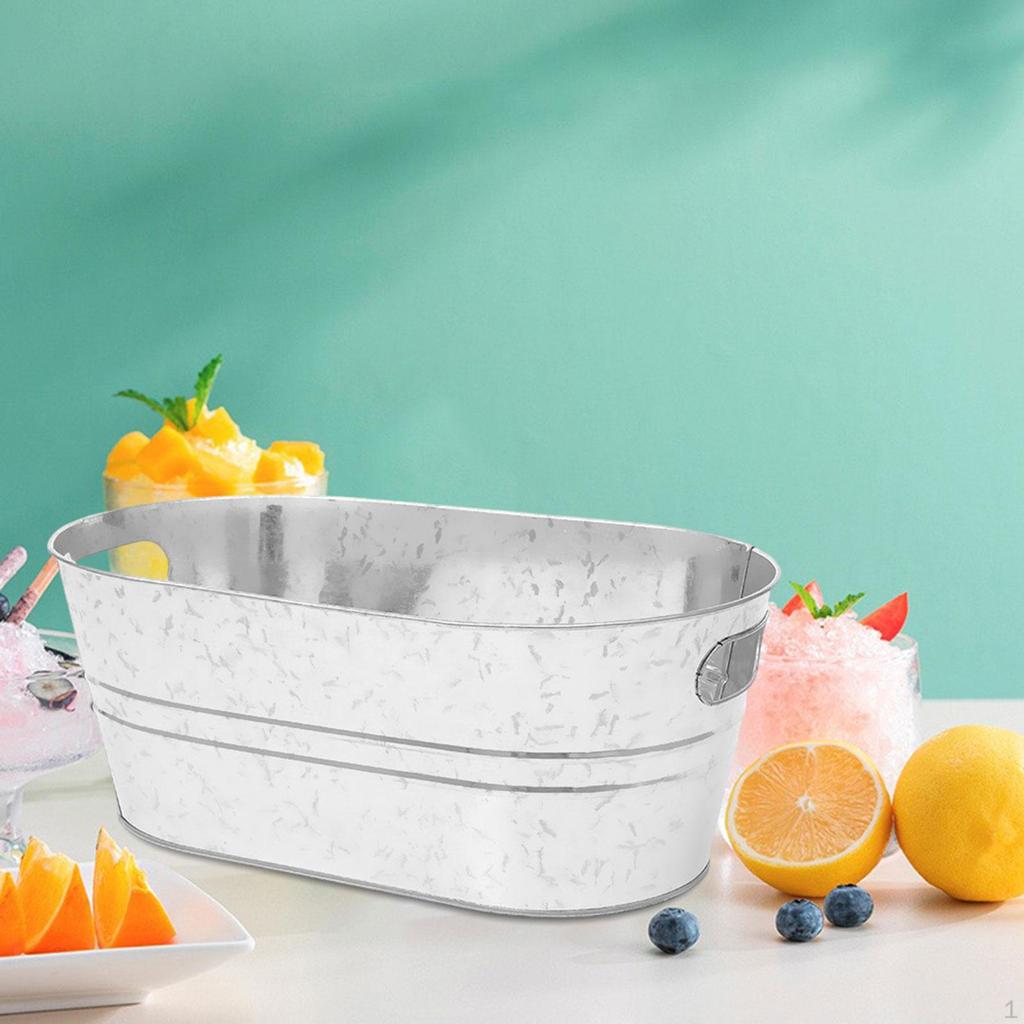 Galvanized Bucket,Classic Oval Ice Bucket,Large Beverage Tub for Home Swim Pool