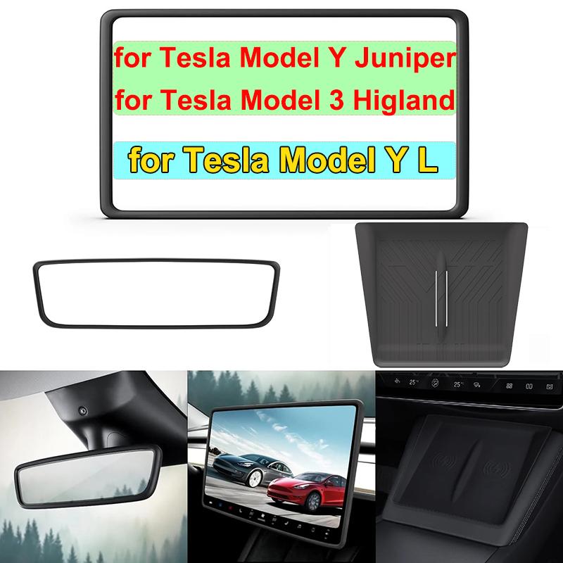 For Tesla Model Y L 2026 Accessories Center Console Wireless Charging Pad Mat Screen Rearview Mirror Protector Frame Model YL
