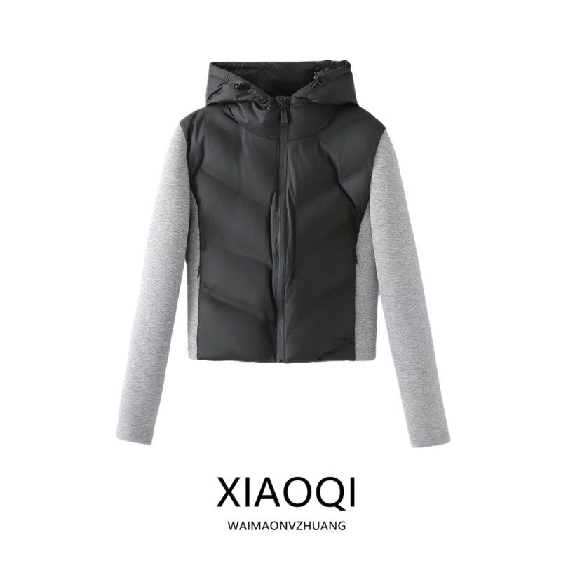 2024 Spring New Lightweight Line Slim Fit Patchwork Hood Cotton-padded Jacket Jacket Women 8073205 800