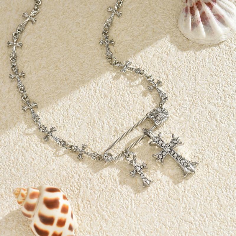 Sweater Chain Jewelry Niche Design Cross Necklace Sweet Cool Hip-hop Style Pin Item Jewelry