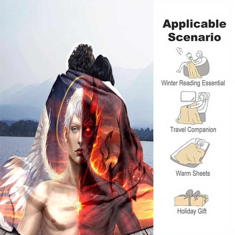 Angel Devil Fantasy Art Print Blanket Soft Comfortable All Seasons Couch Office Nap Travel Blanket Birthday Gift Christmas Present