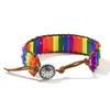 Stone Wrap Leather Bracelets Vintage 2 Strands Multilayer Woven for Women Men