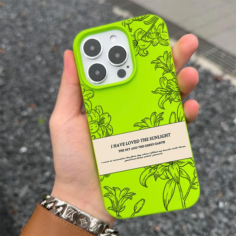 Skizze Blume Weiche Hülle für iPhone 16 15 14 13 12 11 Pro Max 14 15 16 Plus Neue Halbe Hülle Sturzfest und Stoßfest Handyhülle