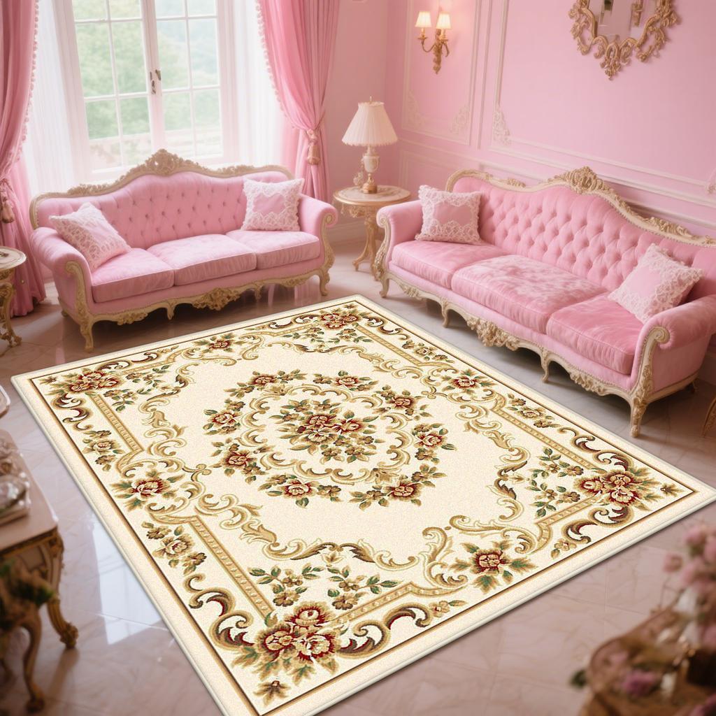 European Luxury Carpet Flower Decoration Living Room Large Area Rugs Classical Bedroom Sofa Fluffy Soft Foot Mat Customizable