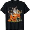 Vintage 90s Cat Pumpkin Halloween Retro Floral Spooky Season T-Shirt