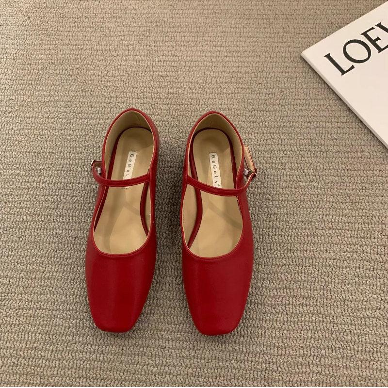 Fashion Flat Shoes for Women 2025 Spring and Autumn French Square Toe Silver Mary Jane Plus Size Women's Shoes Zapatos Mujer ladies