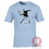Banksy Flower Bomber TShirt Thrower Urban Art Graffiti Stencil Anarchy