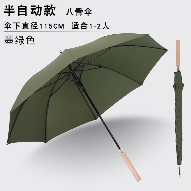 New 8-bone automatic solid wood long-handled straight pole umbrella men's business gift umbrella pattern