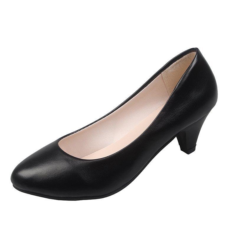 

Новые женские туфли на каблуках, элегантные туфли на среднем каблуке с острым носком, модные туфли-лодочки для офиса, черные, белые, бежевые 39 чёрный