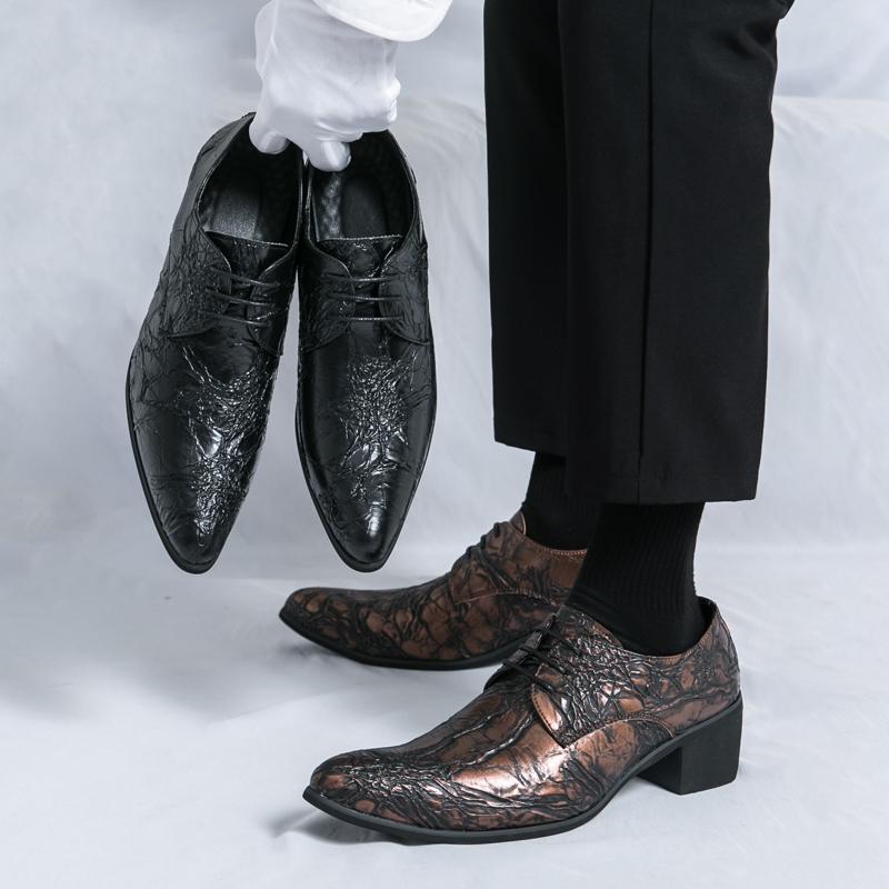 Men Dress Derbys Formal Business Leather Shoes Black Pointed Toe Tuxedo Wedding Shoes Plus Size