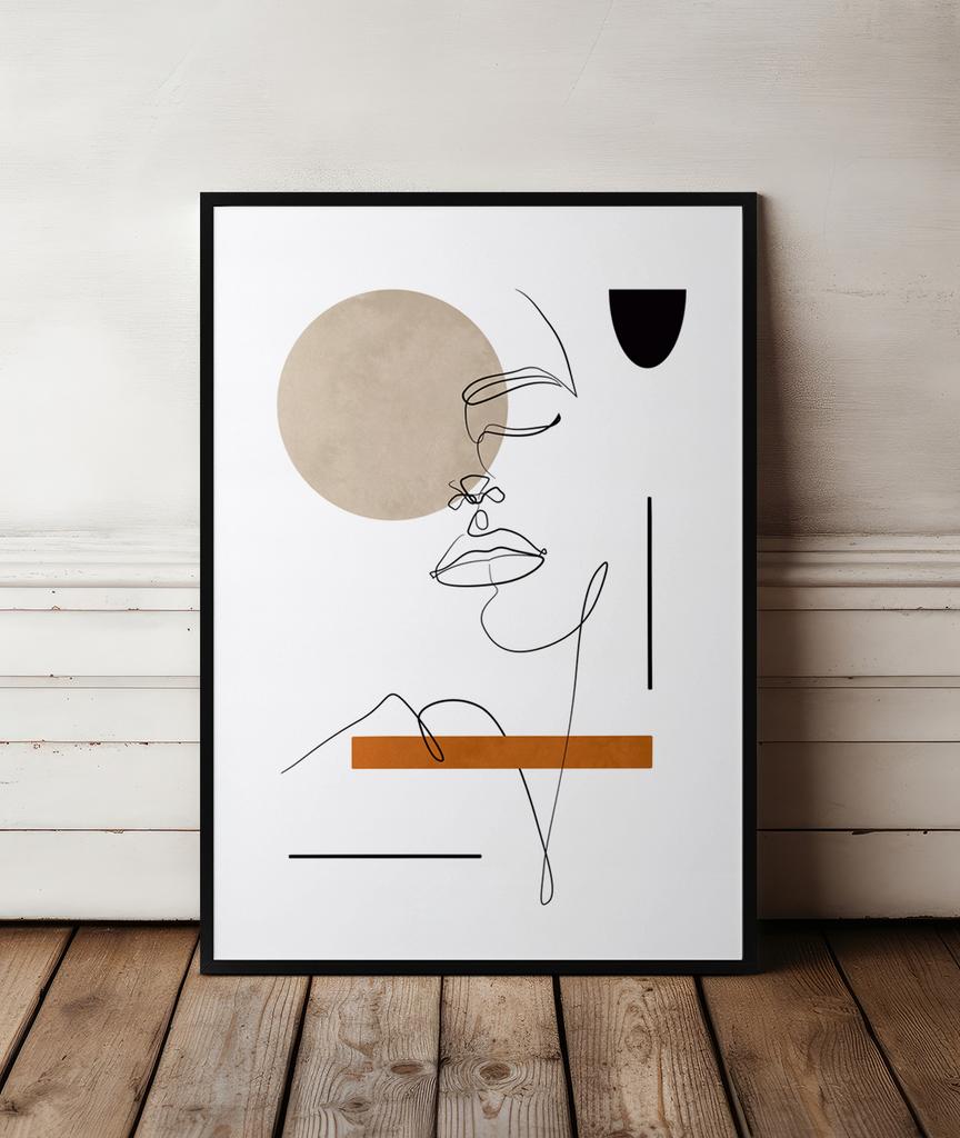 Poster Portrait Boho Modern Line In Black Frame