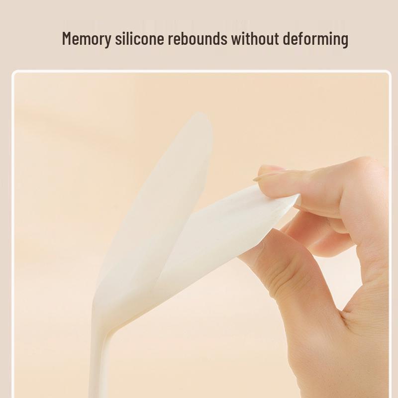 Grayish-white Silicone Kitchen Utensil Set: Non-stick Spatula, High-temp Resistant Ladle, Food-grade for Stir-fry and Soups.