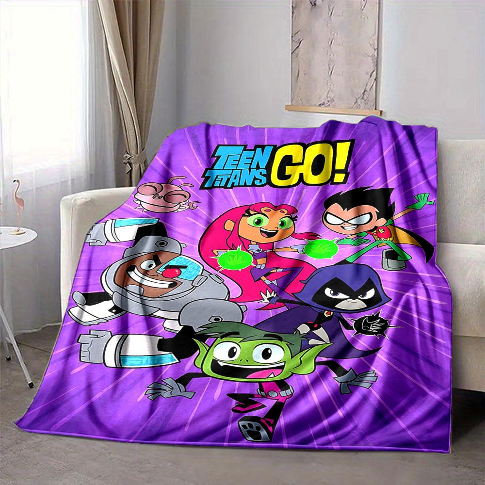 

1pc Teen Titans Go! Flannel Throw Blanket - Lightweight Soft Warm All-Season Blanket for Sofa, Bed, Travel, Camping L1029196 80x120cm