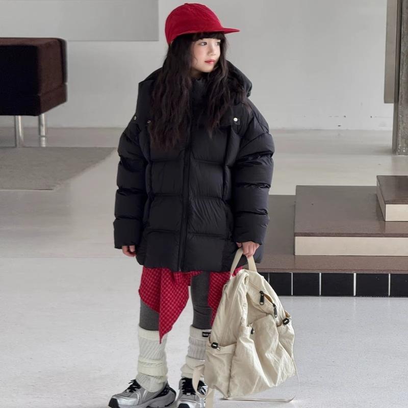 Children's Down Jacket Hooded Natural Fur Collar Winter Girls' Coat Warm White Duck Down Boys' Loose Fit Jacket