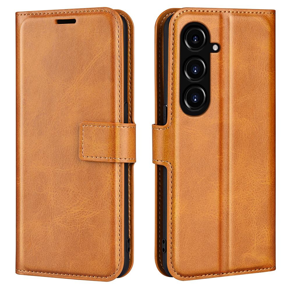 

For Samsung Galaxy S23 FE Calf Texture Anti-fall Case PU Leather Wallet Stand Phone Cover Yellow