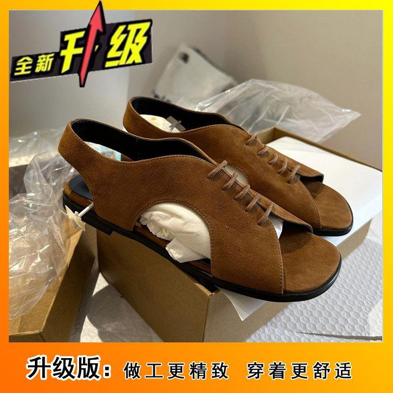 

Open-toed lace-up sandals women s fashion versatile retro strap flat-bottomed niche sandals outer wear 2025 summer new models 40