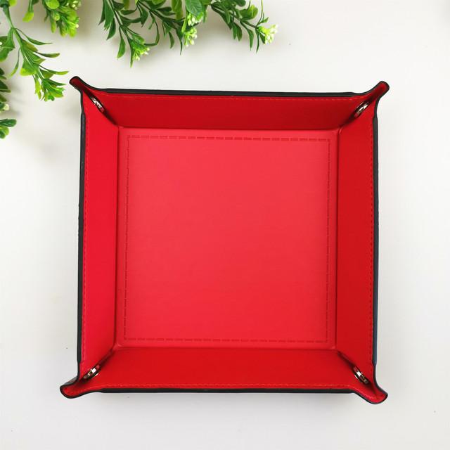 Кожаный пустой входной карман, все складные кубики из искусственной кожи, организационный лоток для стола, складной ключ для организации мелких вещей красный