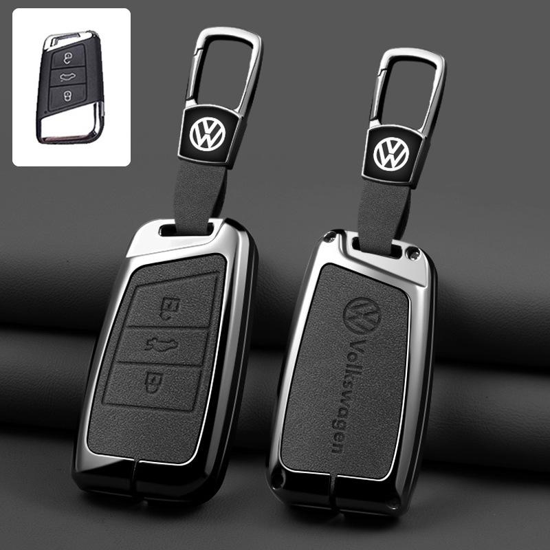 Leather Car Key Fob Case Cover Protector Holder Shell For VW Volkswagen Passat B8 Tiguan Magotan Golf Auto Keychain Accessories zw0