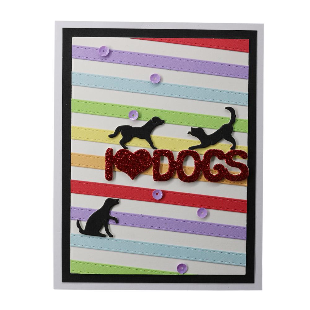 I Love Dogs Frame Metal Silvery Stencil Embossing Cutting Dies For Diy Scrapbooking Paper Album Cards Making