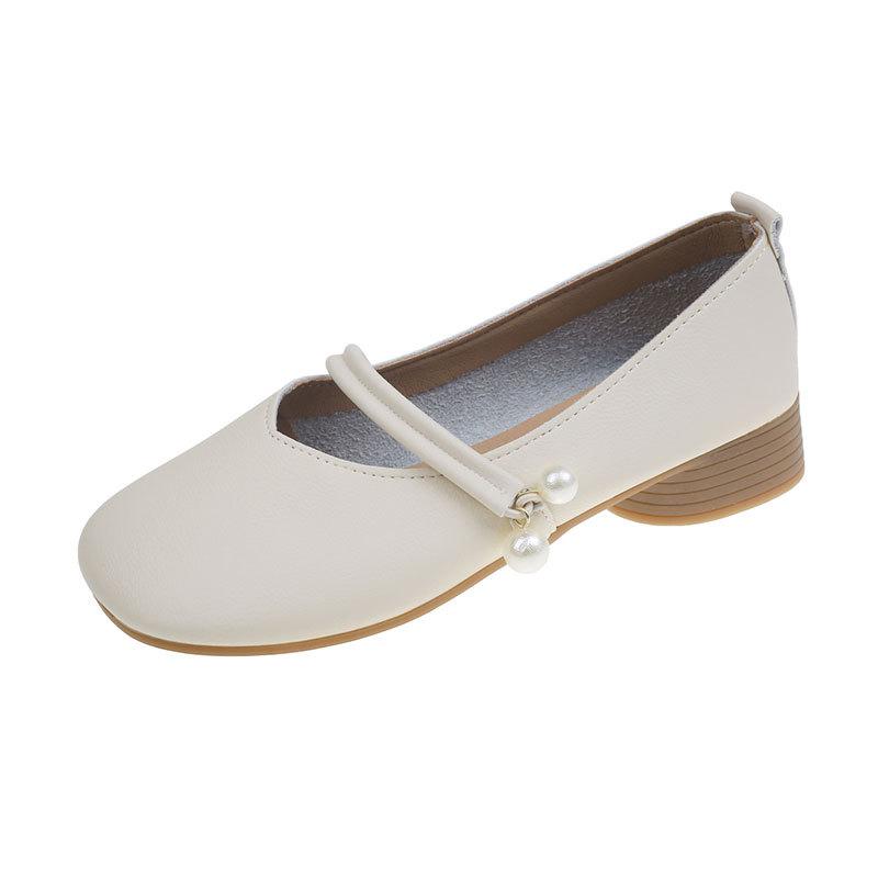 Coarse Heel Single Shoes Soft Sole One Pedal Doudou Shoes Women's Spring 2025 New Chinese Style Mary Jane Women's Shoes