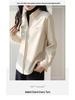 Women's Retro Red Lapel Shirt - 2026 Spring/Autumn Brushed Long Sleeve Top