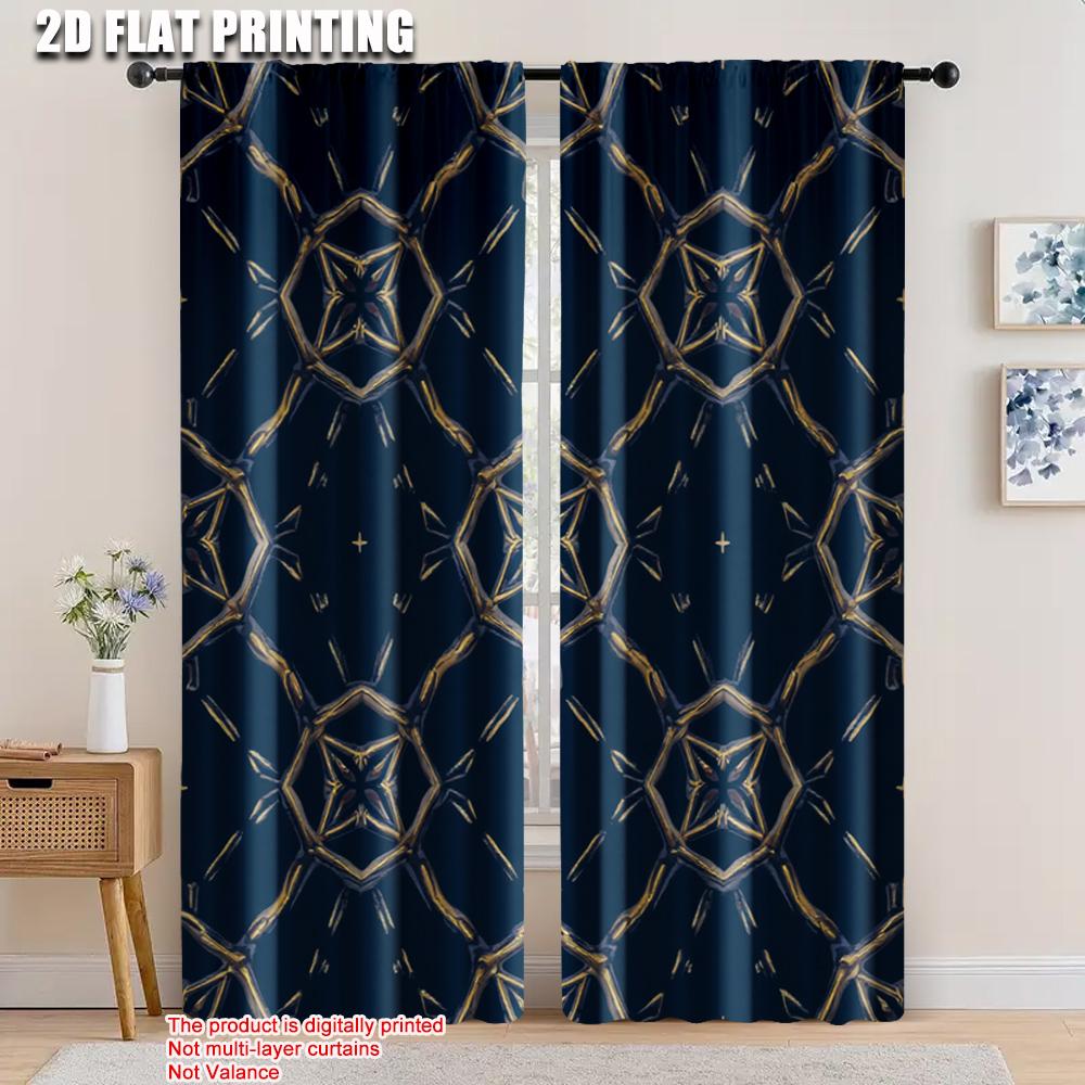 

2pcs 2D flat printing Window Curtains geometric lattice Blackout Polyester Versatile Suitable for Holiday Portraits and bedroom 100*130 HOOK 1pcs