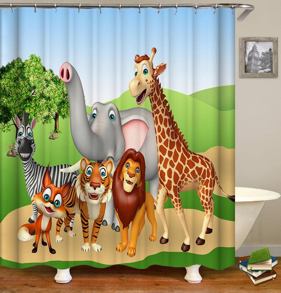 Funny Giraffe Get Naked Shower Curtain Giraffe with Glasses In Soap Bubble Bathtub Wild Animals Bathroom Decor Waterproof Fabric