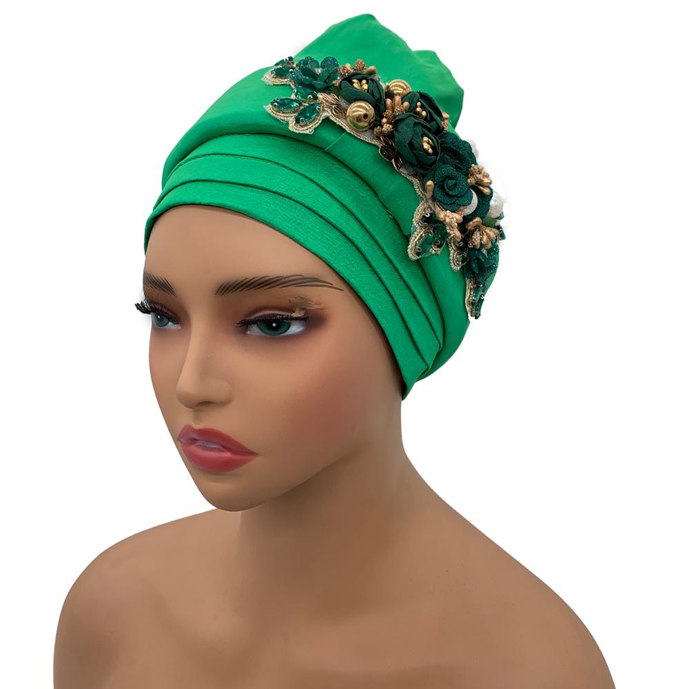 Raw Silk African Turban Cap Flower Headwrap Bonnet Nigeria Wedding Headtie Wedding Party Headgear Turbante Mujer