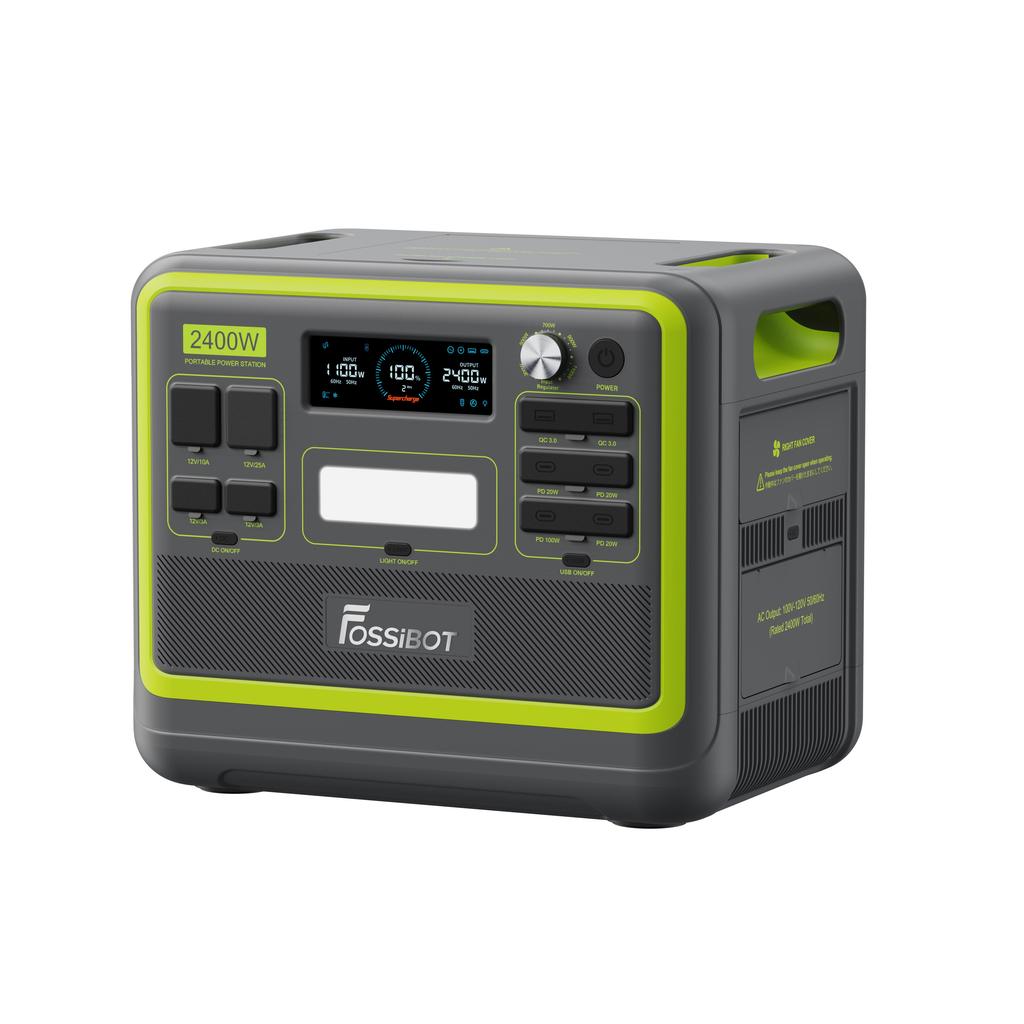 FOSSiBOT F2400 Portable Power Station - 2400W Output - 2048Wh LiFePO4 Battery - 13 Output Ports - 1.5-2 Hours Fast Charging