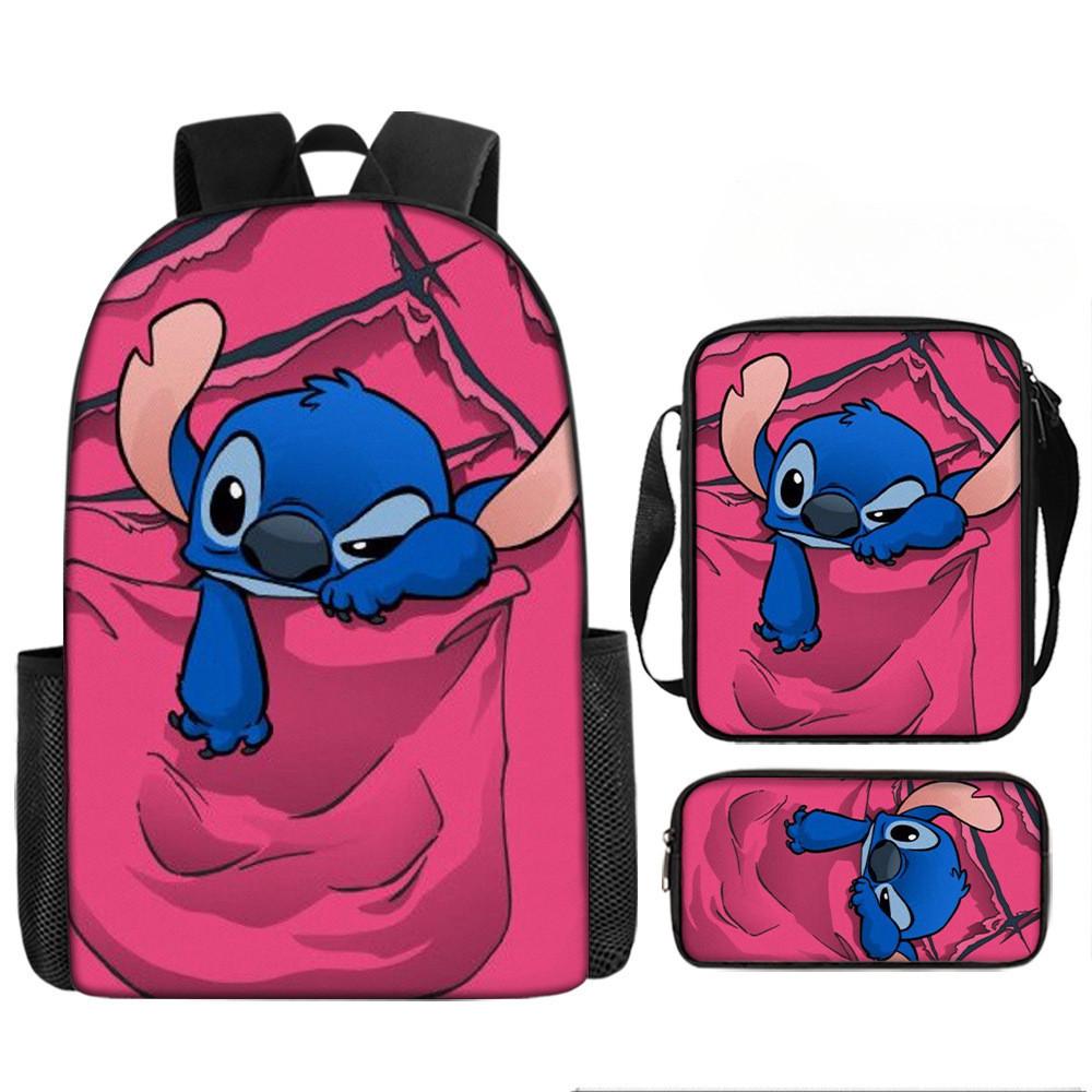 Disney Stitch School Backpack Oxford Cloth Lightweight Breathable Bookbag For Kids