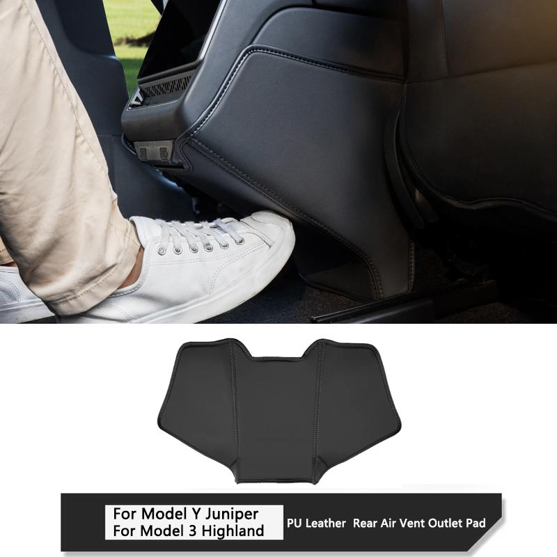 

Rear Air Vent Outlet Cover For Tesla Model Y Juniper Model 3 Highland PU Leather Back Exhaust Vent Pad Car Interior Accessories Other