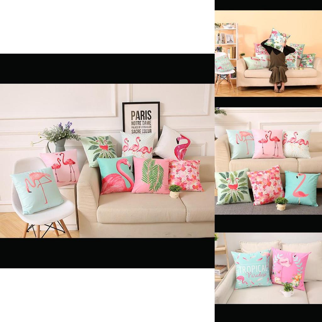 Versatile Flamingo Throw Pillow Case For Sofa Chairs With Premium Cotton Linen