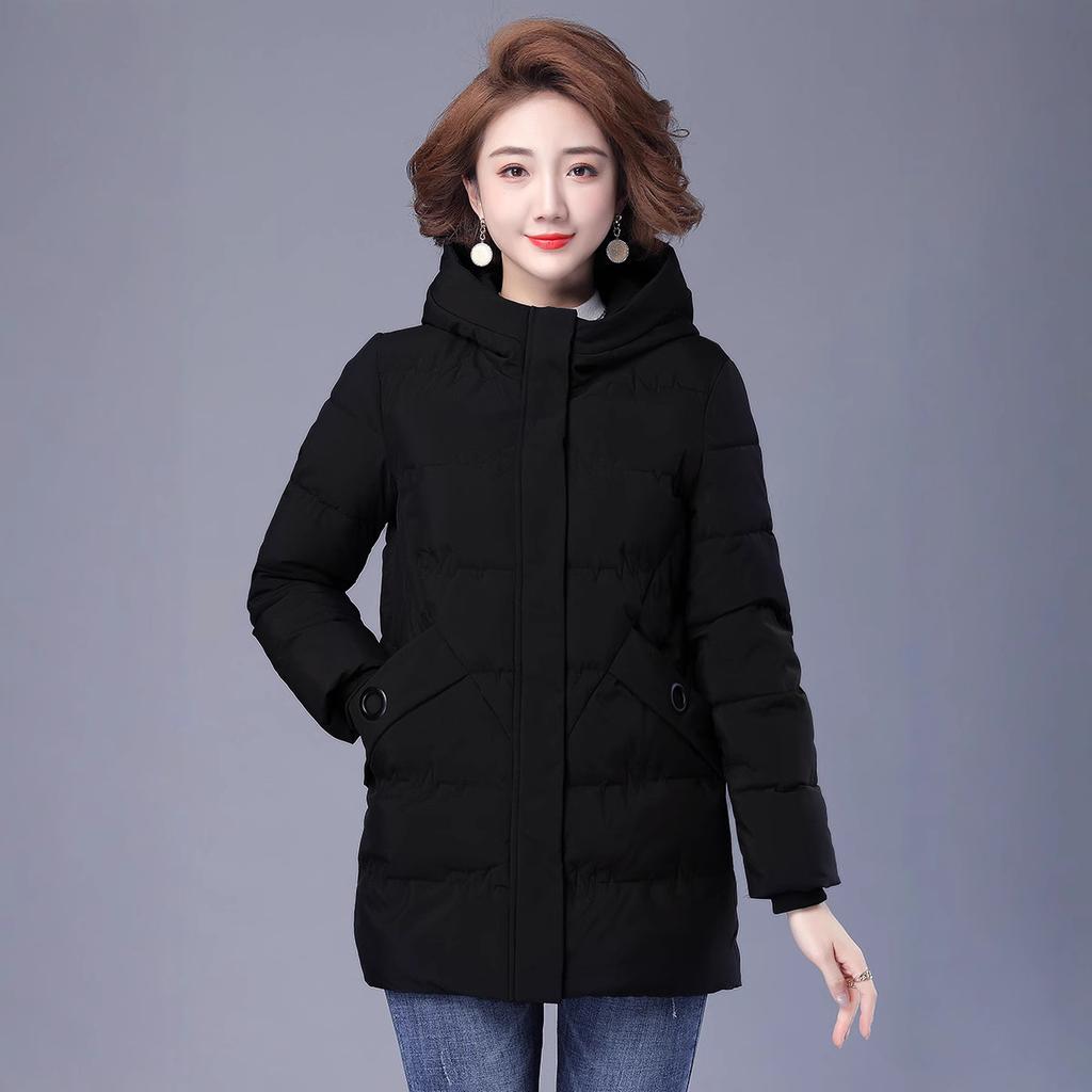2025 new Korean version down cotton coat women's mid-length loose thickened mother's wear large size cotton-padded jacket winter coat