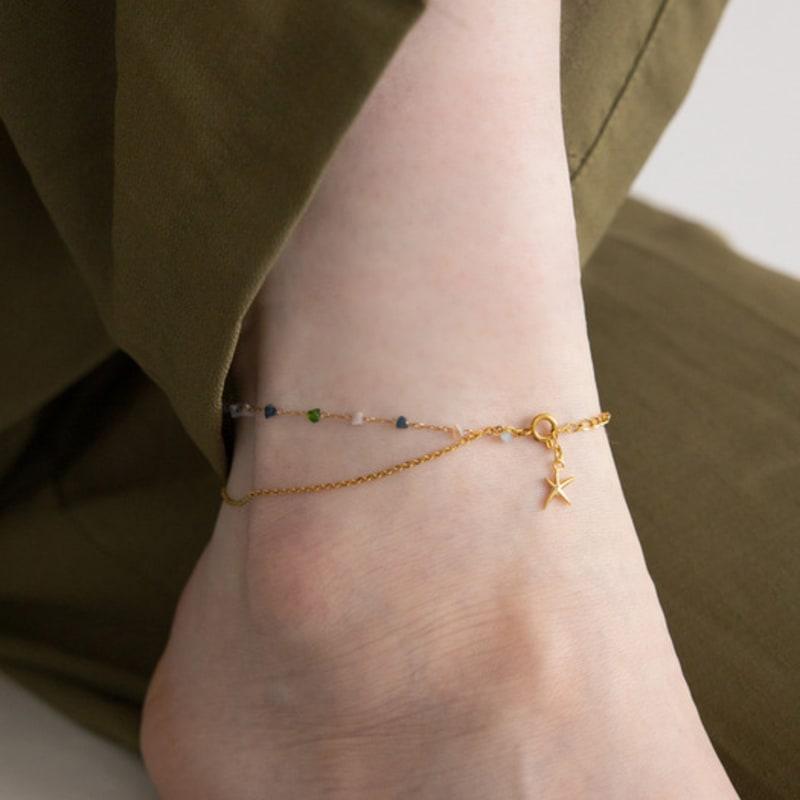 MERRYMOTIVE [2way] Bohemian colorchip layered bracelet/anklet