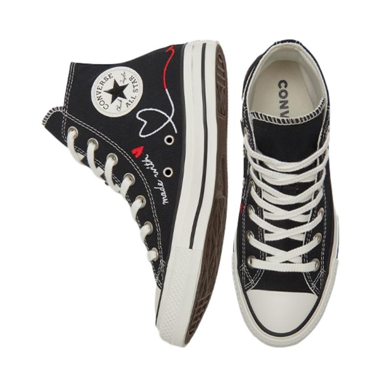 Converse Chuck Taylor All Star Made with Love Comfortable and Versatile High-Top Espadrilles Unisex Black