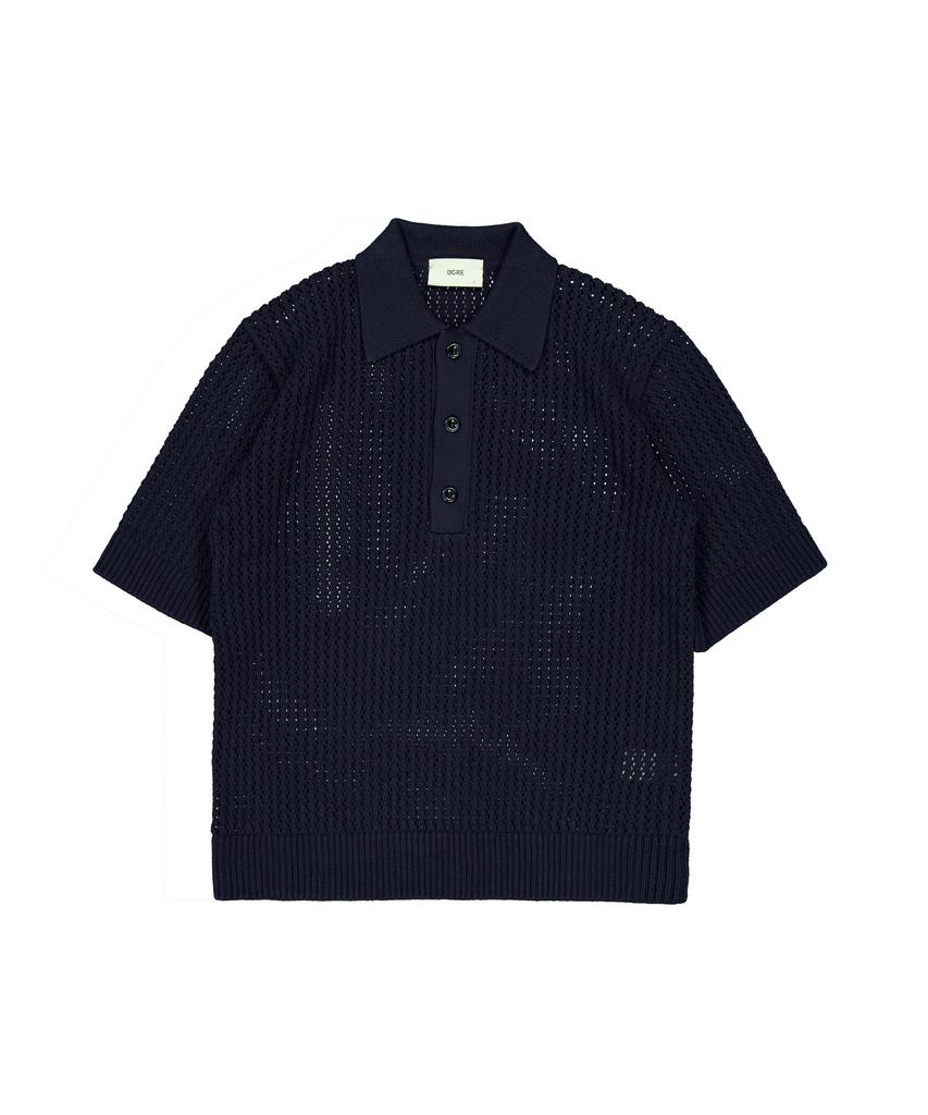 Digeule Rope Short Sleeve Cotton Knit 3 Colors (Navy, Olive, Oatmeal)