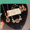 Floral Gold Plated Zirconia Necklace For Women With Elegant Design Perfect For Summer