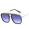 3184 Große quadratische Metallrahmen-Sonnenbrille mit Doppelsteg, UV-Schutz, Braun, Europäischer Stil für Damen und Herren