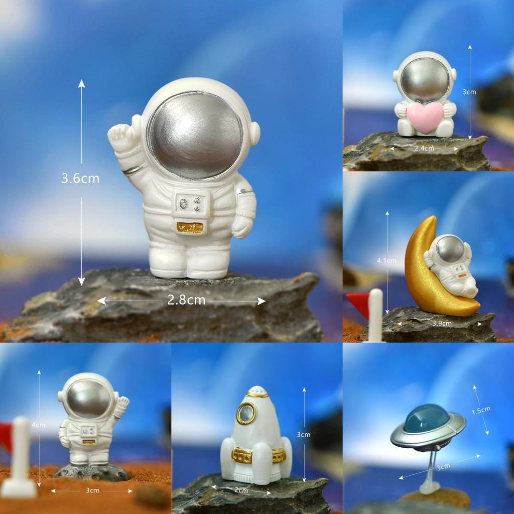 Cute Resin Astronaut Figurine Unique Home Decor Space Theme Cake Topper Accessory