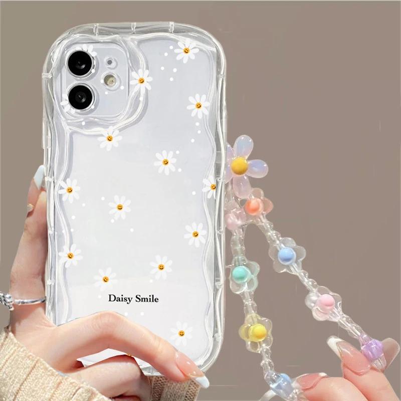 Blumen-Handyhülle für Motorola Moto G84 Edge 50 Pro Fusion Ultra G14 G24 G34 G22 G15 E13 Hülle mit Blumen-Handgelenkband Lanyard