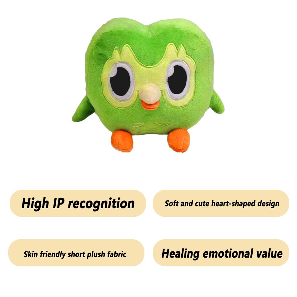 Green Duolingo Owl Plush Toy Duo Plushie Of Duo The Owl Cartoon Anime Owl Doll Soft Stuffed Animal Toy Children Birthday Gift