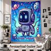 Wall Hanging Tapestry With Custom Name & Text, Astro Bot Decorative Tapestry For Bedroom