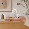 Pomeranian Collectible Figure 3D Printed Cute Dog Figurine, White Twisting Head Puppy Statue, Small Desktop Ornament for Home Office Desk Decor,