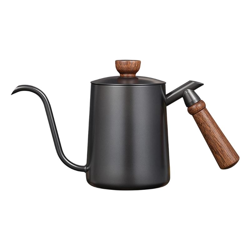 Kaffee-Gießkanne mit 304 Metallkörper, Holzgriff und abgewinkeltem Hals für ruhige Hand-Tassen-Routinen Täglich