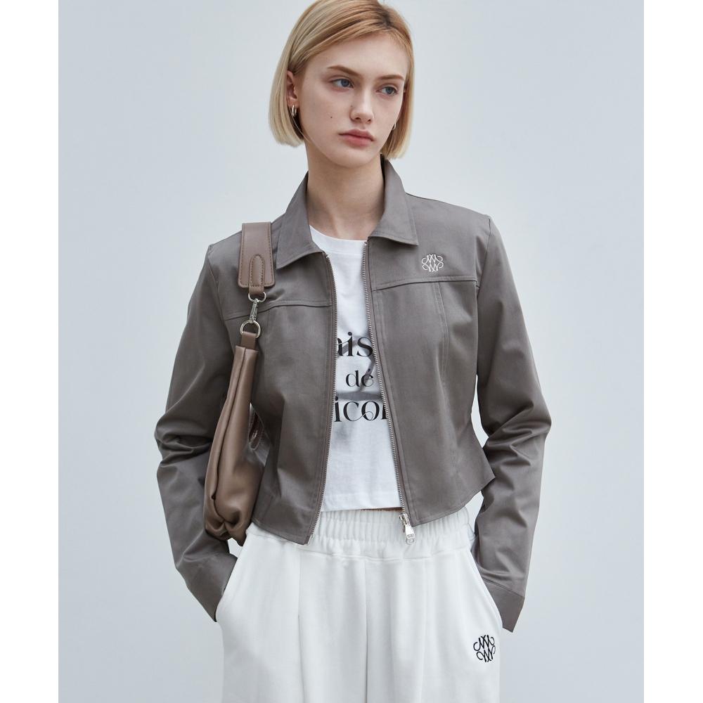 

NICKNICOLE NICOLE TWO WAY COLLAR ZIP UP JACKETKHAKI